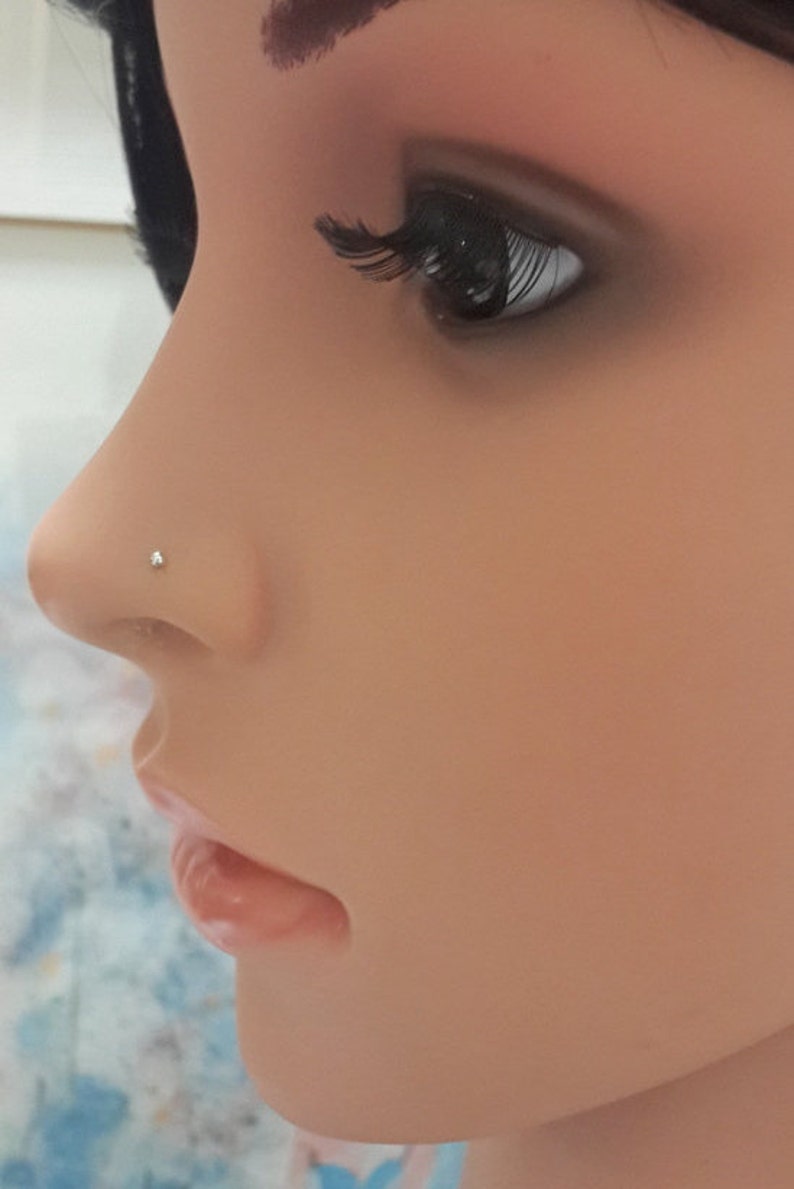 Barely There Stud L-Shape Nose Bone-Gifts Minimalist Nose Stud Sterling Silver 1.5-2mm Ball 24g 22g 20g 18g 16g Silver Tiny Nose Stud