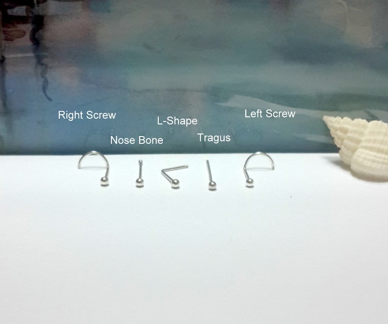 Barely There Stud L-Shape Nose Bone-Gifts Minimalist Nose Stud Sterling Silver 1.5-2mm Ball 24g 22g 20g 18g 16g Silver Tiny Nose Stud