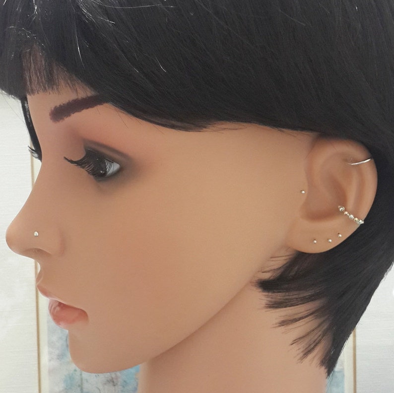 Barely There Stud L-Shape Nose Bone-Gifts Minimalist Nose Stud Sterling Silver 1.5-2mm Ball 24g 22g 20g 18g 16g Silver Tiny Nose Stud