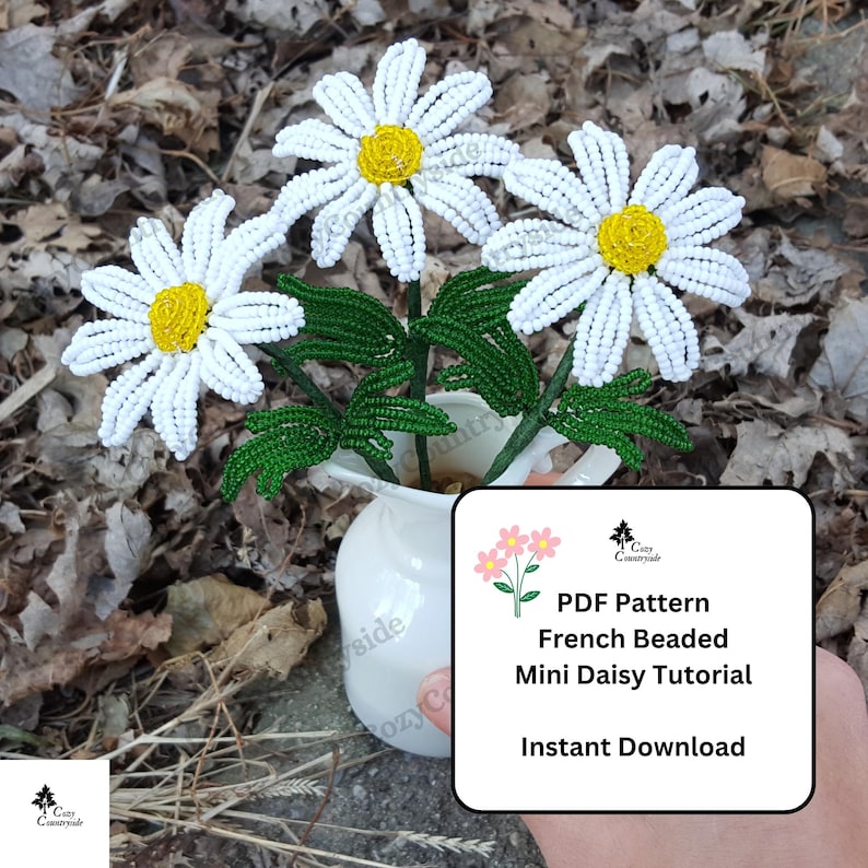 PDF Tutorial and Pattern for A Beaded Daisy, French Beading PDF ...