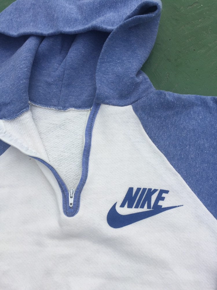 Buy 70s Vintage Nike Swoosh Spellout Logo Quarterzip Raglan Hoodie
