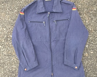 Chaqueta militar de combate de campo, estilo vintage de los 80, del ejército alemán, con cremallera, color azul oscuro, talla grande para hombre.