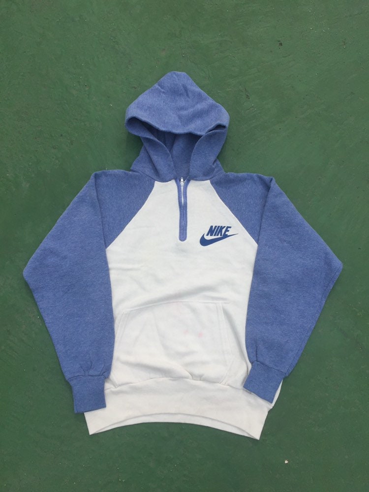 70s Vintage Nike Swoosh Spellout Logo Quarterzip Raglan Hoodie