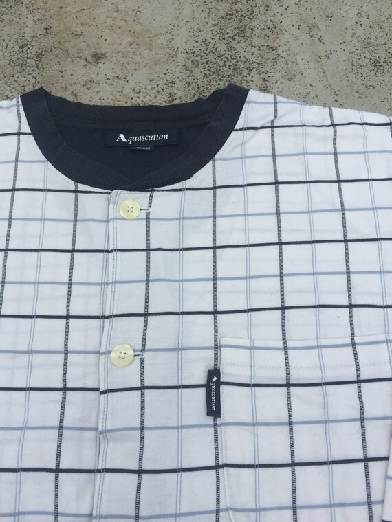 90s Vintage Aquascutum Check Unlined Button Up Bo… - image 2