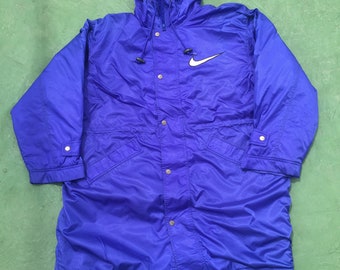 Chaqueta de invierno vintage de los 90 Nike Big Swoosh con forro polar Sherpa, larga, con cremallera ACG, azul, para hombre, talla grande, estilo Kanye, nieve, esquí, calle