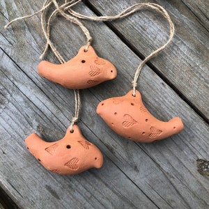 Clay Bird Whistle Set of 3 Ceramic Bird Whistles Handmade Whistle Terracotta Whistle Gift For Children Pendant Bird One Of A Kind