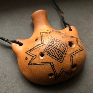 Handmade Ceramic Pendant Ocarina Elegant 7-hole Clay Decorated Flute One Of A Kind Ceramic Musical Instrument