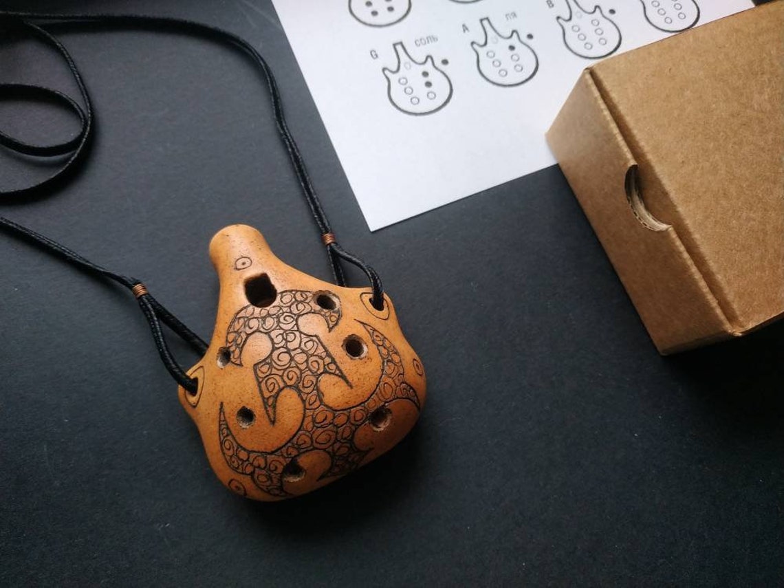 Ceramic Ocarina Hand Decorated Clay Whistle Pendant Ceramic Etsy