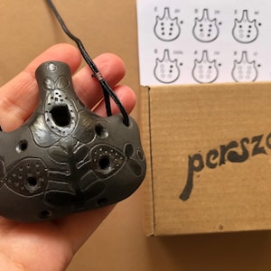 Unique Ceramic Ocarina Hand Decorated Clay Whistle Pendant Ocarina Ceramic Flute  Folk Motifs Art Crafted Ocarina OOAK