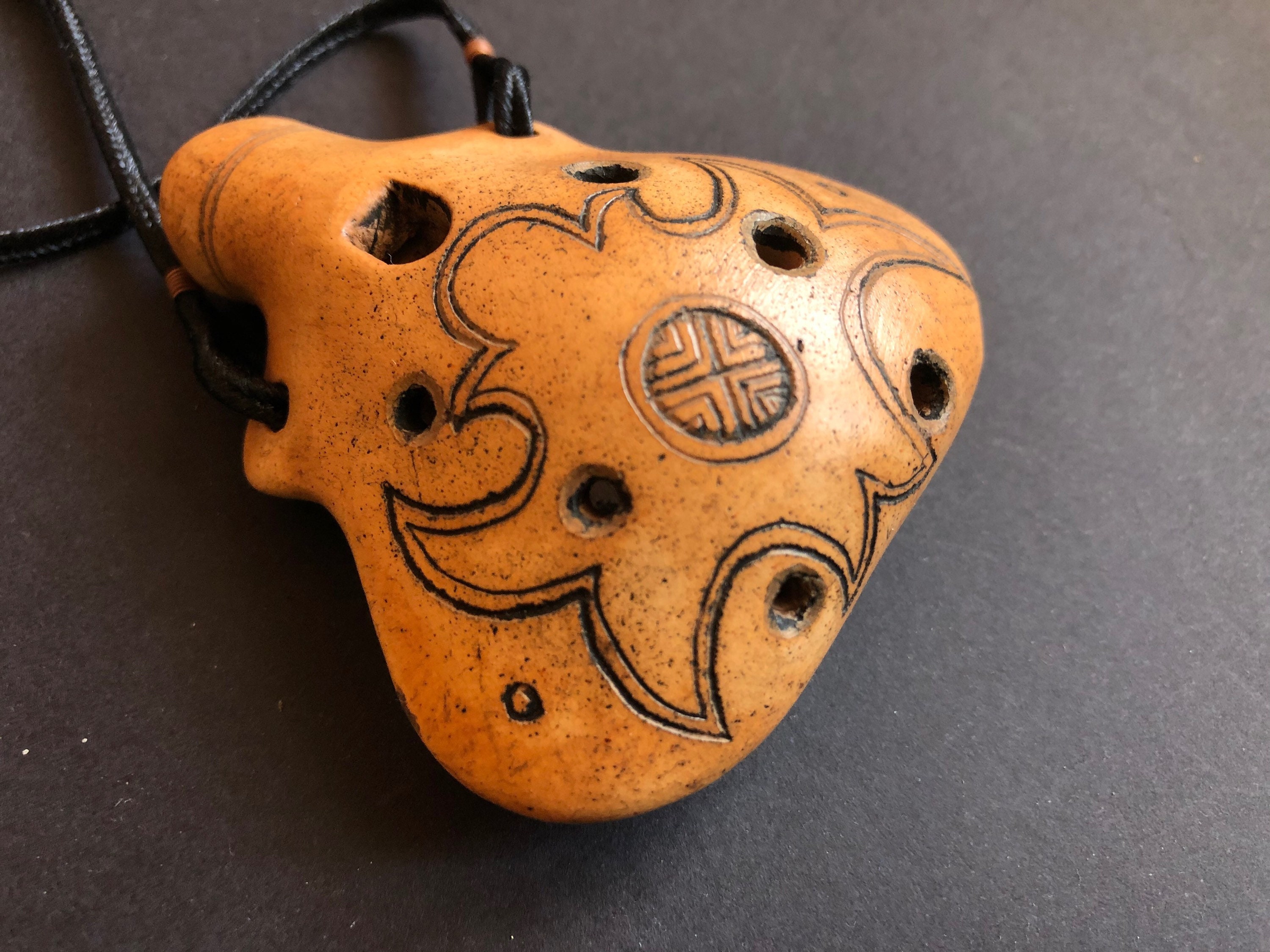 Pendant ocarina. Handmade decorated clay flute. 7 hole ocarina Etsy
