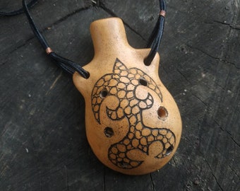 Ocarina flute. Handmade ceramic pendant 7-hole ocarina One Of A Kind. Ethnic-inspired Ocarina necklace