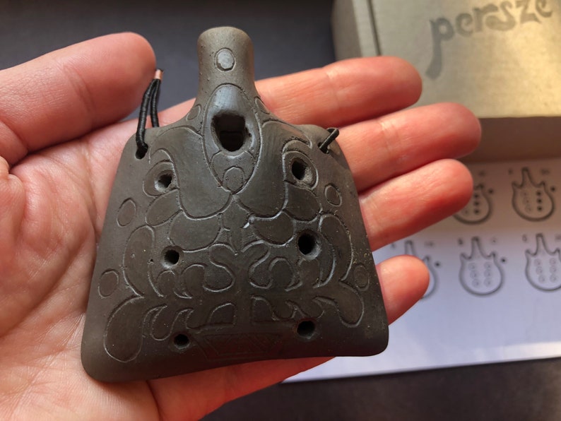 Pendant Ocarina Necklace. Handmade Ceramic Flute. Black on Etsy