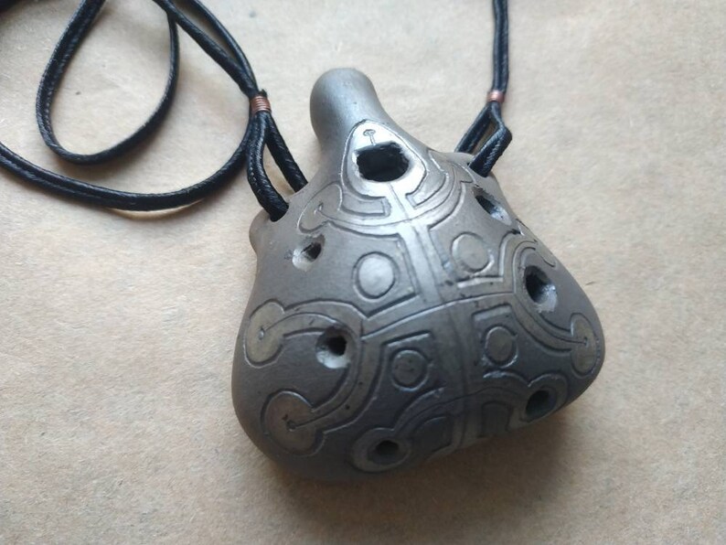 Ocarina Black Pendant Ocarina Ceramic Musical Instrument Etsy
