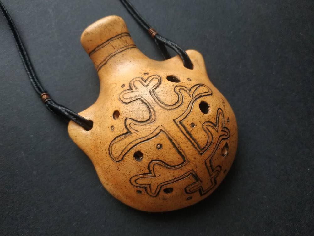 Handmade ocarina clay flute. 7 hole. Decorated ocarina Etsy