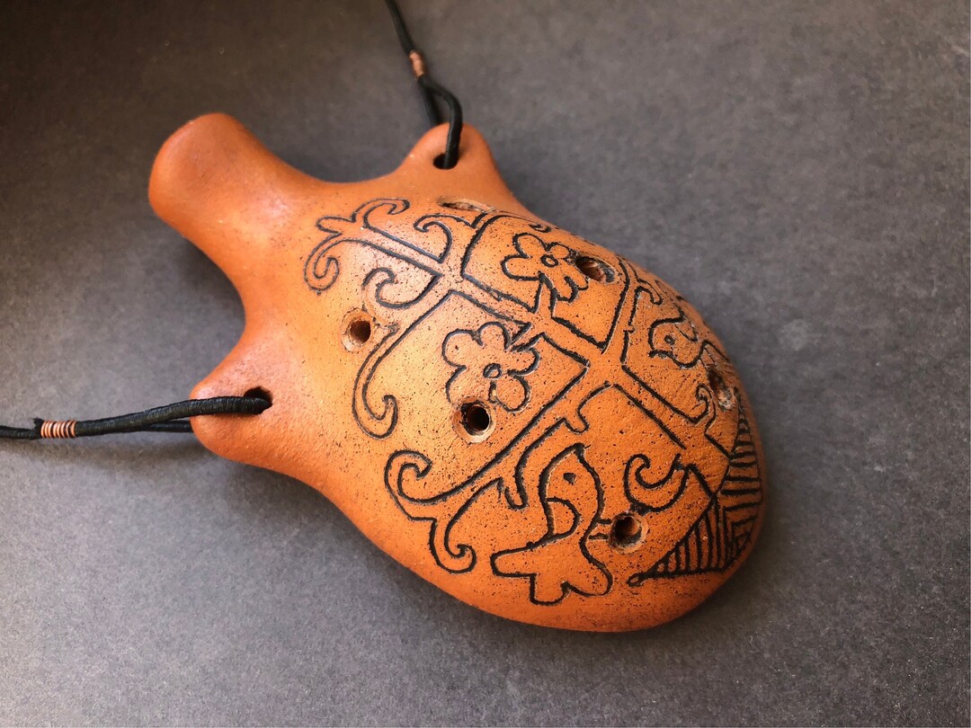 Ceramic Ocarina Hand Decorated Clay Whistle Pendant Ocarina Etsy