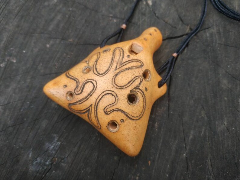 Ocarina Necklace. Handmade Decorated Ceramic Pendant Ocarina. Etsy