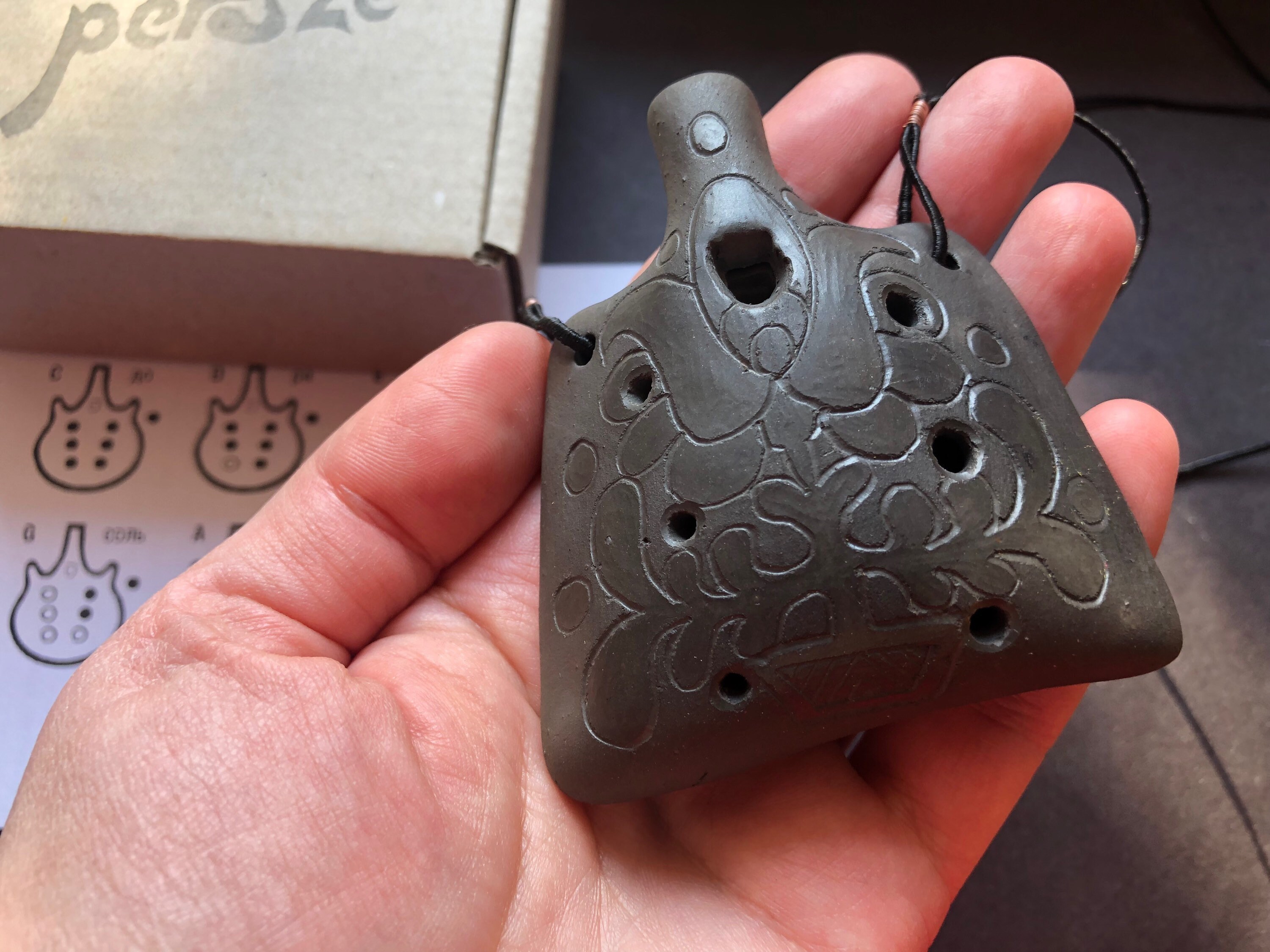 Pendant Ocarina Necklace. Handmade Ceramic Flute. Black on Etsy