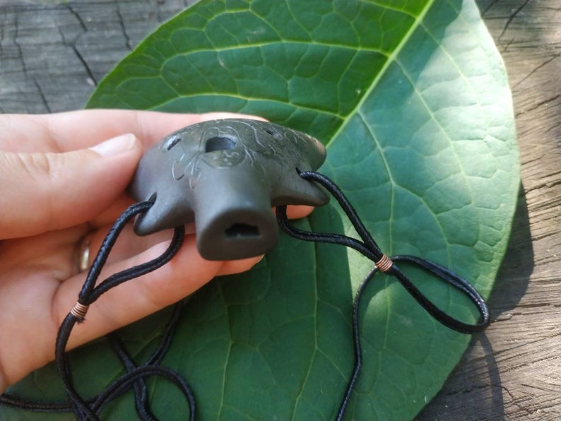 Ocarina Black Pendant Ocarina Ceramic Musical Instrument Etsy