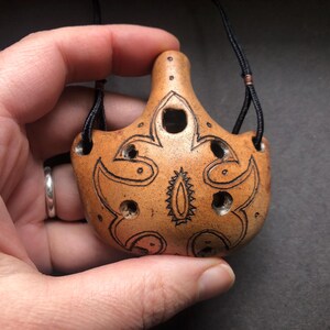 Ceramic Ocarina Hand Decorated Clay Whistle Pendant Ocarina Ceramic Flute The Tree Of Life Folk Motifs Art Crafted Ocarina