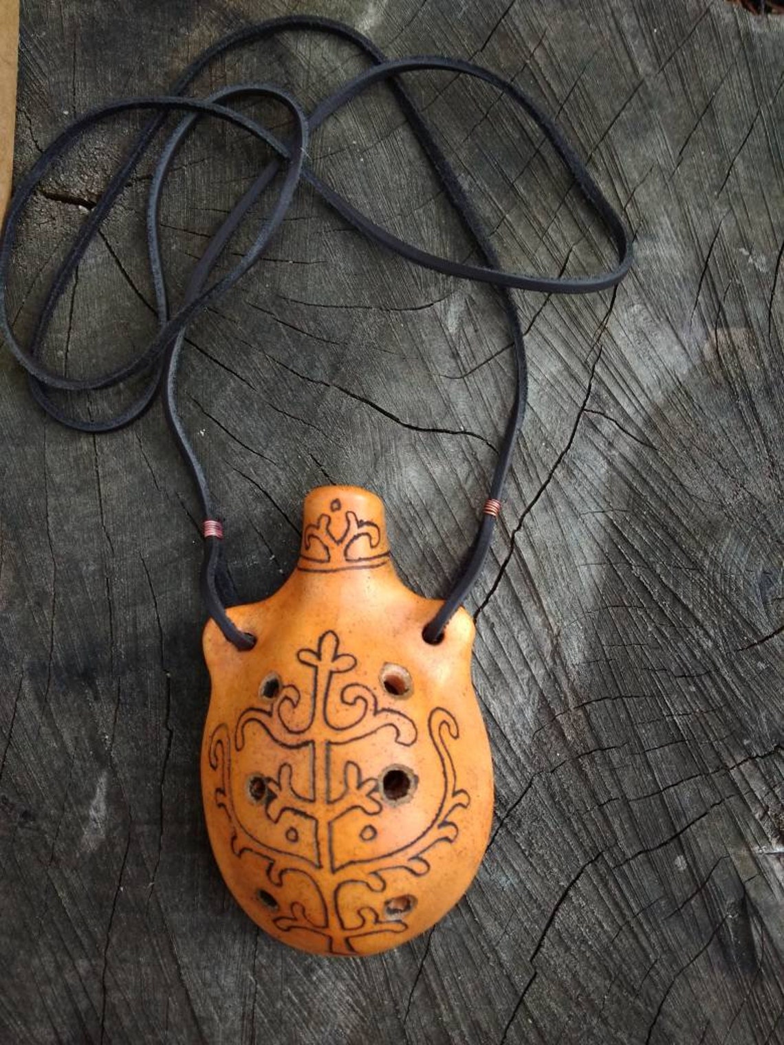 Ocarina Handmade clay flute 7 hole. Ocarina necklace. Etsy