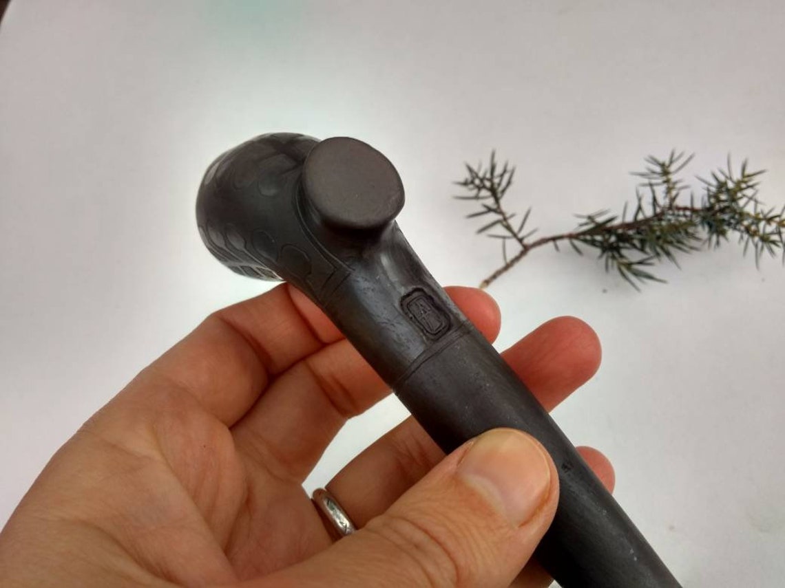 Black Ceramic Long Smoking Pipe. Elegant English Clay Pipe for Etsy