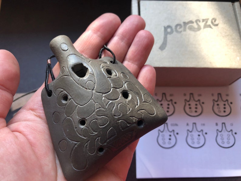 Pendant Ocarina Necklace. Handmade Ceramic Flute. Black on Etsy