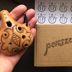 Ceramic Ocarina Hand Decorated Clay Whistle Pendant Ceramic Flute Folk style Medieval Ocarina OOAK