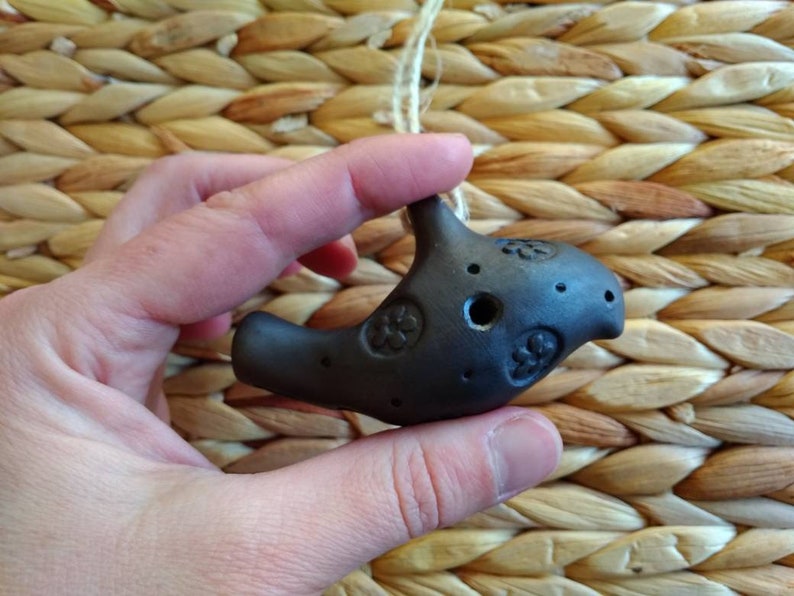 Ceramic Bird Whistle Little Bird Ocarina Clay Whistle Gift For Kids Pendant Bird Whistle Handmade Clay Whistle Ceramic Toy Wind Instrument image 4