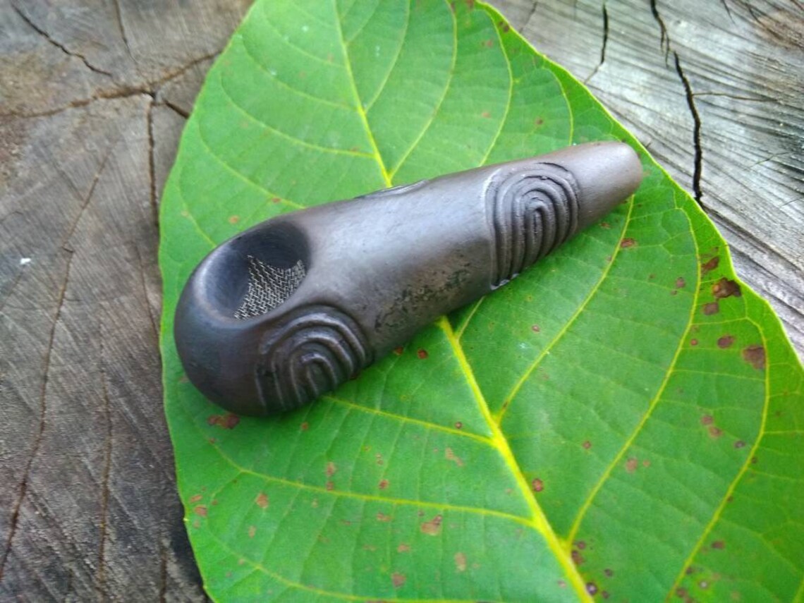 Small ceramic smoking pipe. Black clay pipe with minimalist Etsy