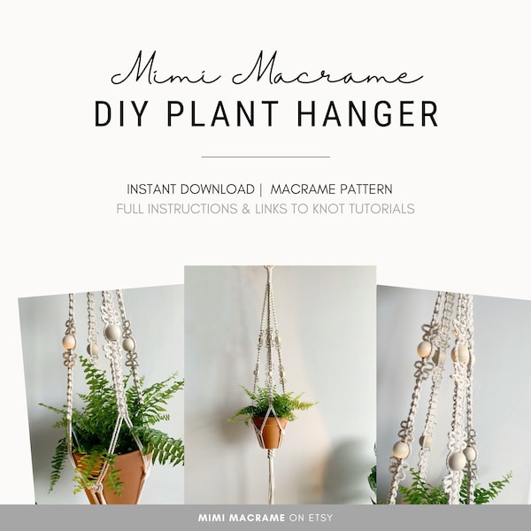 Macrame Plant Hanger Pattern with Wooden Beads - Style Capistrano Beach from Mimi Macrame