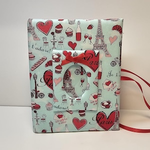 Paris Custom Personalized Photo Album, I Love Paris Fabric Photo Album - Holds 100 4x6 Photos - Handmade