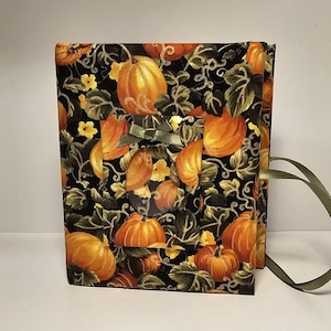 Bellissimo album fotografico autunnale in tessuto con zucca - Metallizzato - Fatto a mano - Contiene 100 stampe 4x6
