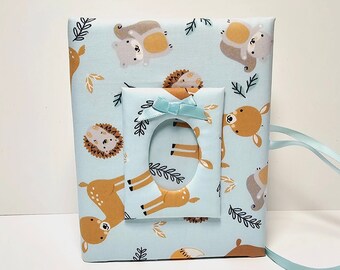 Custom Photo Album for Baby Boy, Baby Boy Photo Album with Deer, Bear and Squirrel, Holds 100 4x6 Photos, Handmade