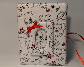 Holds 100 4x6 Photos Cat Kitty Kat Fabric Photo Album for Baby Girl Kitten Handmade