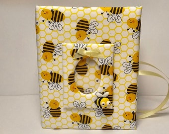 Custom Photo Album Bumble Bees Holds 100 4x6 Photos - Handmade Fabric Photo Album