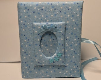 Álbum de fotos personalizado para bebé niño, recuerdo de franela con estrellas (4x6)