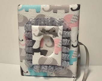 Custom Photo Album for Baby Boy, Baby Boy Photo Album with Elephants, Holds 100 4x6 Photos, Handmade