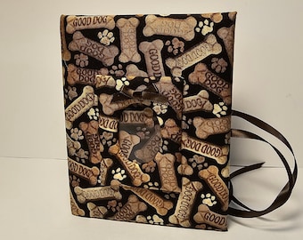 Personalized Dog Photo Album: Cotton Fabric, Dog Bone Print, Holds 100 Photos