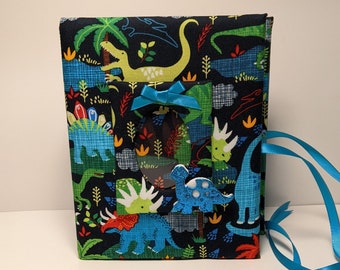 Custom Dinosaur Photo Album - Holds 100 4x6 Photos - Handmade Fabric Photo Album