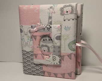 New!!! Baby Girl Wild Thing Patchwork Photo Album - Holds 100 4x6 Photos - Elephants, Zebras and Alligators Handmade