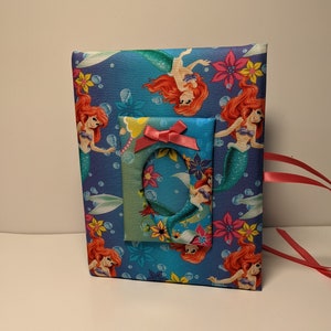 New!! My Little Mermaid Fabric Custom Photo Album for girl in Turquoise- Holds 100 4x6 Photos - Handmade