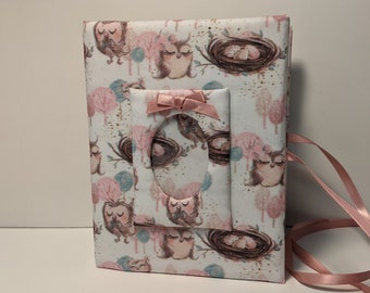 Owl Fabric Custom Photo Album for Baby Girl - Holds 100 4x6 Photos - Handmade