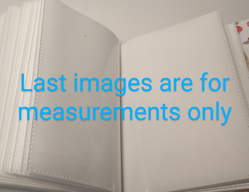 Puede incluir: Un &aacute;lbum de fotos blanco con una cubierta texturizada. El &aacute;lbum est&aacute; cerrado y el texto "Last images are for measurements only" es visible en la cubierta.