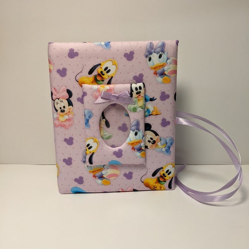 Handmade Baby Mickey and Minnie Mouse Photo Album: Lavender Cotton, Holds 100 4x6 Photos