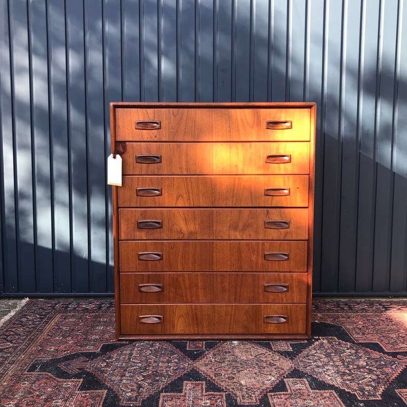 Stunning Mid Century Teak Chest Of Drawers Etsy