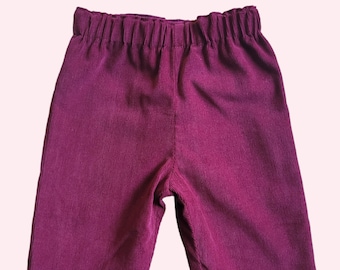 Pantalon bébé hiver en velours milleraies fin coloris prune