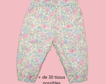 Pantalon en Liberty doublé coton, pantalon bébé en liberty