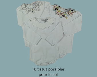 Body baby boy neck 11 puntos, 18 opciones de telas para el cuello