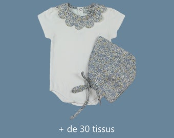 Set birth body + baby crush, petal neck body, liberty crush, more than 30 fabrics to choose from, liberty of london, vichy, plumetis