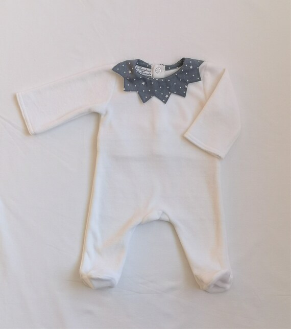 Grenouillere Baby Boy In Velvet Jersey To Customize With 18 Etsy Ireland